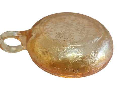 Vintage Peach Lustre Loop Handle Shallow Dish Bowl