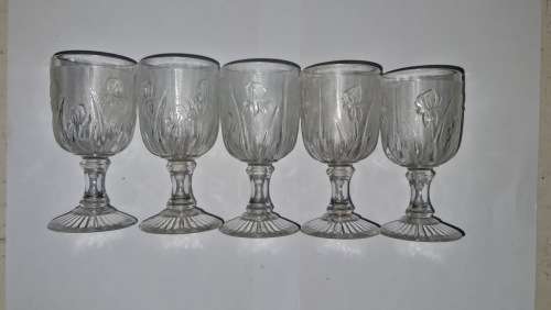 4 Jeannette Crystal Iris 4 1/2` (115mm) 3 oz. Wine Goblets