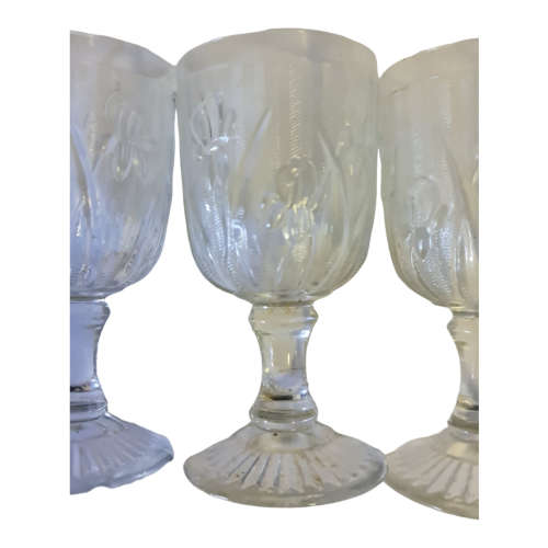 4 Jeannette Crystal Iris 4 1/2` (115mm) 3 oz. Wine Goblets