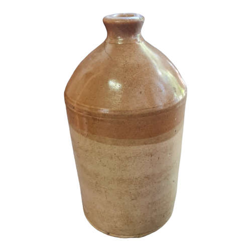 Three vintage one gallon stoneware `Vereeniging` ginger beer jars.