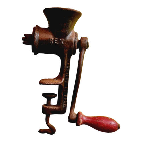 Vintage Rex 7` Meat Grinder - Vintage Meat Grinder with Red Handle - Vintage Table Grinder