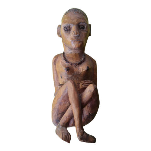 Unique african made naked woman wood craft art