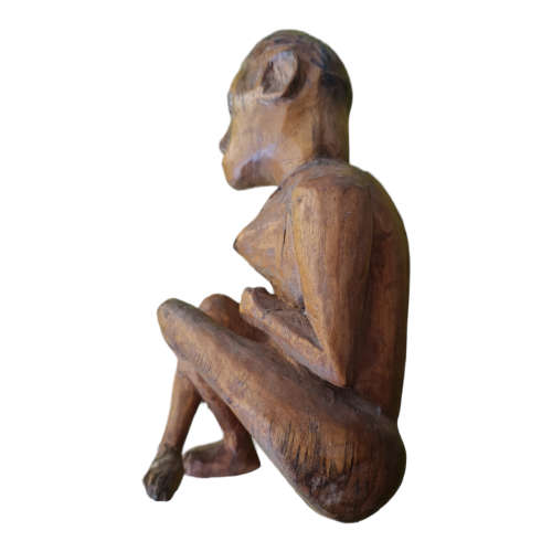 Unique african made naked woman wood craft art