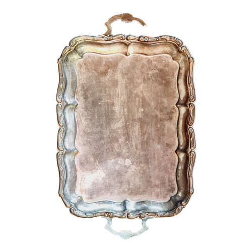 Vintage Golden  Crown  Serving Tray Silver plated EP On Steel 40cm x 30cm - Hong Kong
