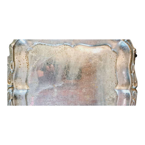 Vintage Golden  Crown  Serving Tray Silver plated EP On Steel 40cm x 30cm - Hong Kong