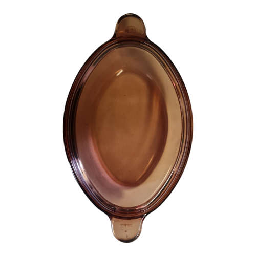 Vintage Corning Vision Ware 4L Covered Amber Oval Casserole Baking Dish