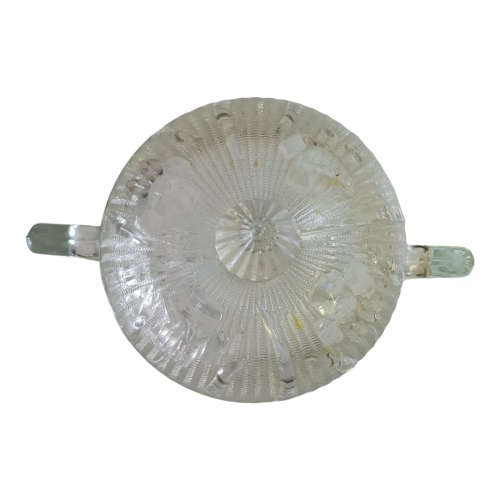 Iris & Herringbone Pattern Clear Sugar Bowl and Lid - Jeannette Glass