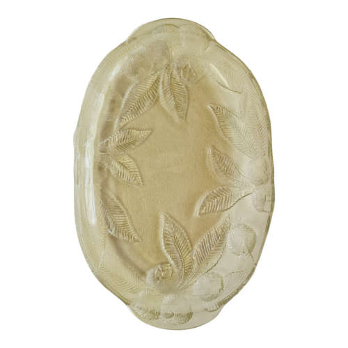 Luminarc France Arcoroc Chestnuts Relief Embossed Oval Glass Tray Plate Dish