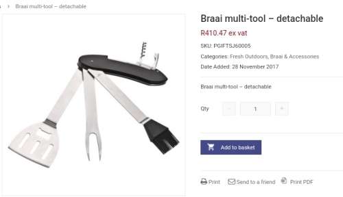 Braai Essentials Multitool, 5 Functions  