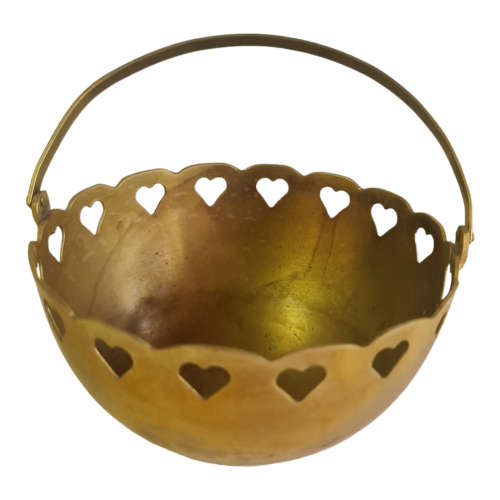 Brass containers, small and large, heart cut outs