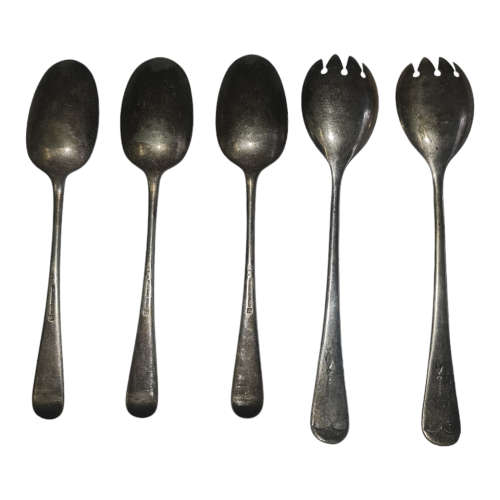 3 x Elkington Plate spoons and 2 x Am&W spoons