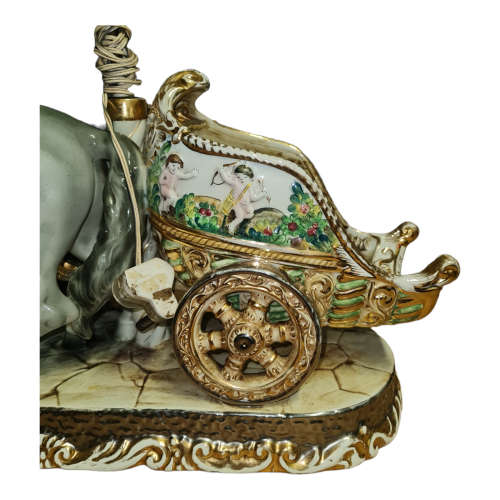 Porcelain Italy Roman Horses & Chariot  - lamp - quite large