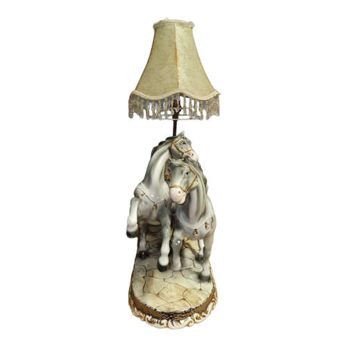 Porcelain Italy Roman Horses & Chariot  - lamp - quite large