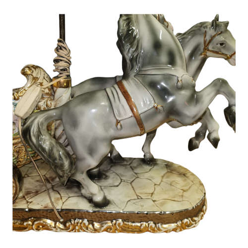 Porcelain Italy Roman Horses & Chariot  - lamp - quite large