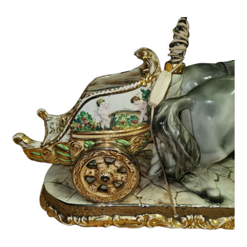 Porcelain Italy Roman Horses & Chariot  - lamp - quite large