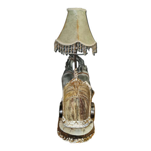 Porcelain Italy Roman Horses & Chariot  - lamp - quite large