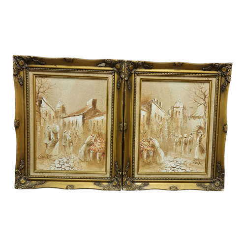 Two Chezar signed original Oil & Sand art Paintings