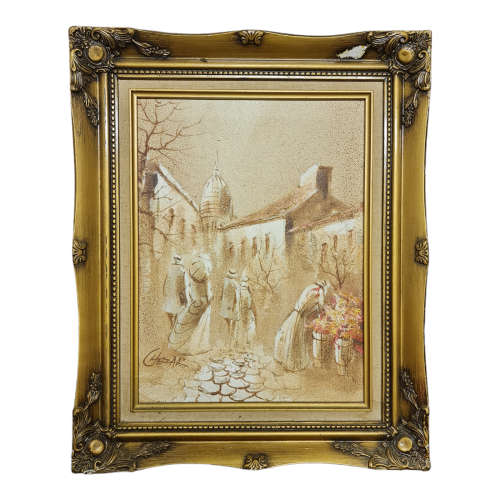 Two Chezar signed original Oil & Sand art Paintings