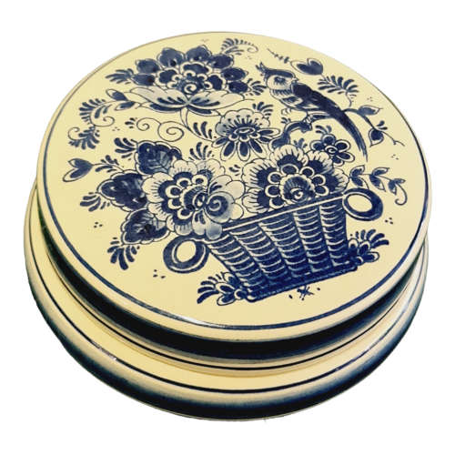 Handmade DELFT BLUE ceramic jar with lid. Trinket box with hand painted decorations by Agro, no 336