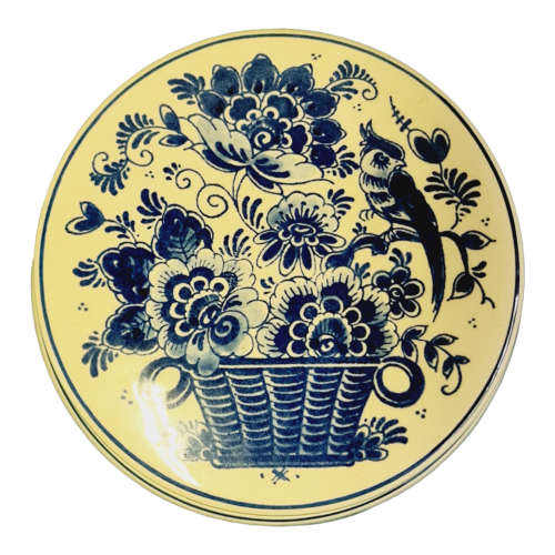 Handmade DELFT BLUE ceramic jar with lid. Trinket box with hand painted decorations by Agro, no 336