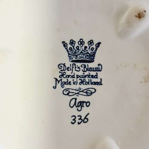 Handmade DELFT BLUE ceramic jar with lid. Trinket box with hand painted decorations by Agro, no 336