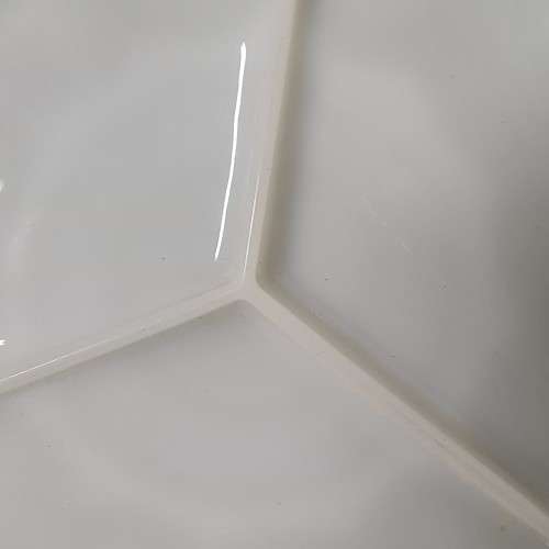 Anchor Hocking Milk Glass Serving Plate Gold Rim - Partitioned Platter