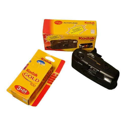 Kodak KB10 film camera and Kodak Gold 100 film pack