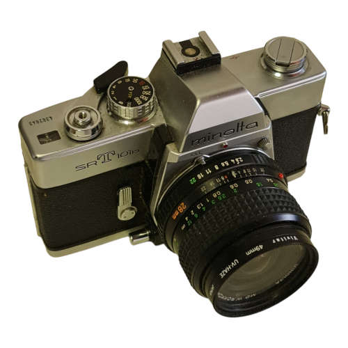 Minolta SRT101b film camera, including lenses, bags, etc as a combo