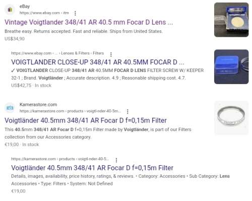 Vintage Voigtlander Lens Filters West Germany