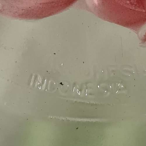 Vintage Indonesia Clear Embossed Milti-Colored Fruit Design Glass Bowl