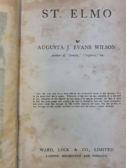 Antique ST ELMO AJE Wilson Hardcover book.