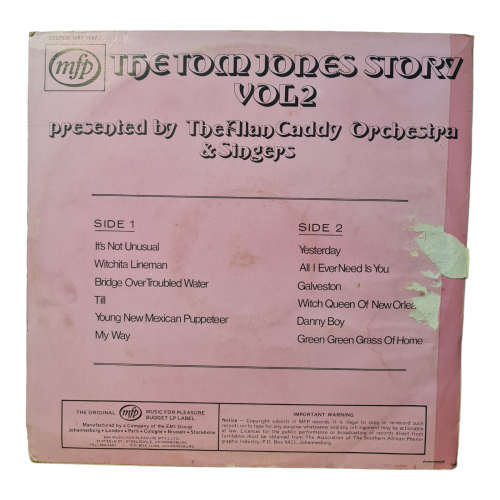 The Tom Jones story vol 2, Preented by the Alan Caddy orchestra & singers - Vinyl LP record
