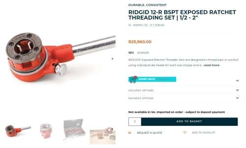 RIDGID Model 12-R Exposed Ratchet Pipe Threader Set