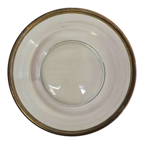 Clear Glass Italian Bormioli Rocco Salad Bowl With Silver Plated Rim Collar, Italy 18