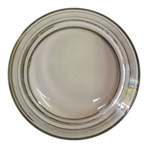 Clear Glass Italian Bormioli Rocco Salad Bowl With Silver Plated Rim Collar, Italy 18
