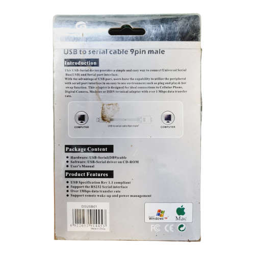 D&S USB to serial RS232 converter, cable 9 pin male