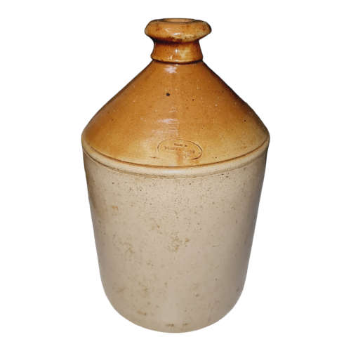 Two vintage one gallon stoneware `Vereeniging` ginger beer jars.