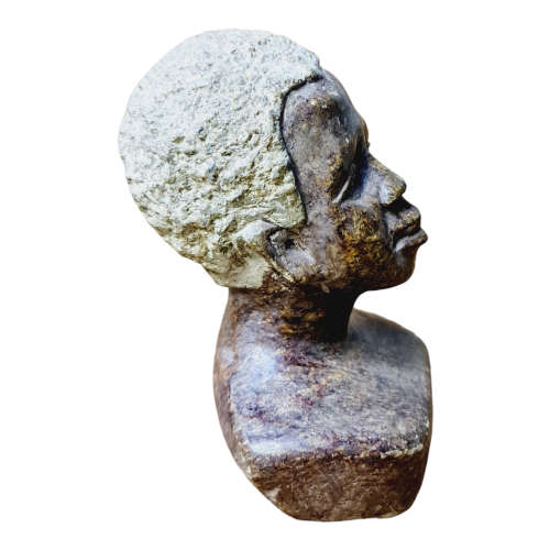 African man head - Soapstone art.