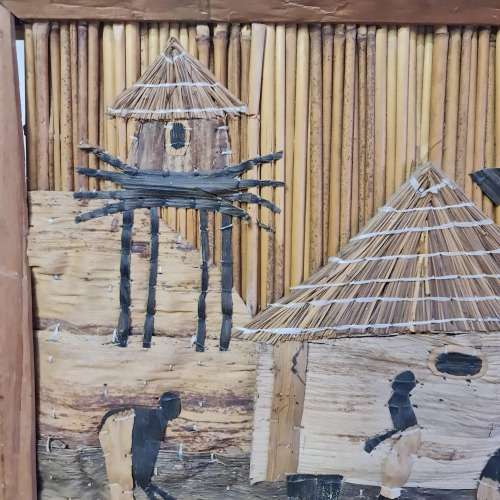 African Hand Made Picture -  Reed Straw Bark Leaves