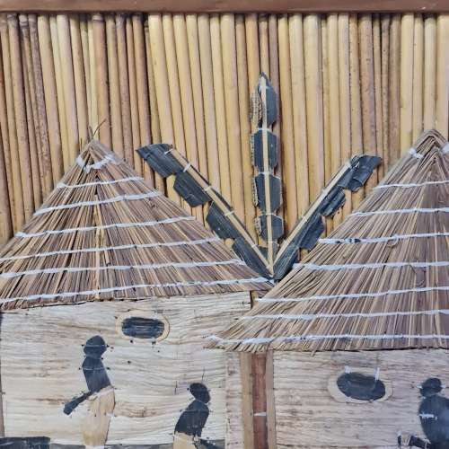 African Hand Made Picture -  Reed Straw Bark Leaves