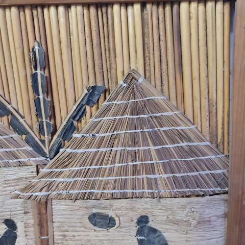 African Hand Made Picture -  Reed Straw Bark Leaves