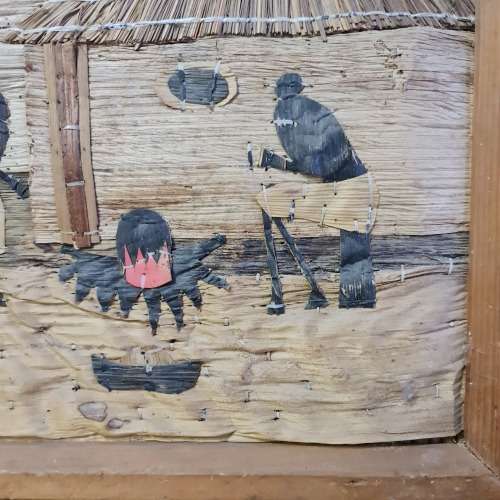 African Hand Made Picture -  Reed Straw Bark Leaves