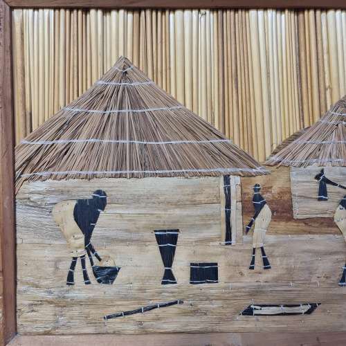 African Hand Made Picture -  Reed Straw Bark Leaves