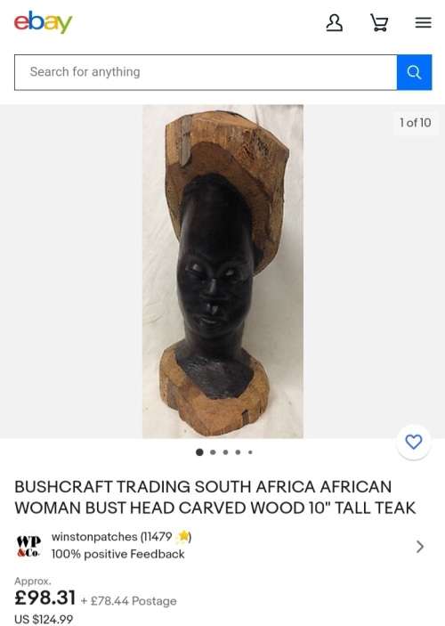 Vintage African Tanzanian Makonde Mpinga Woman Head Carved From Light and Dark