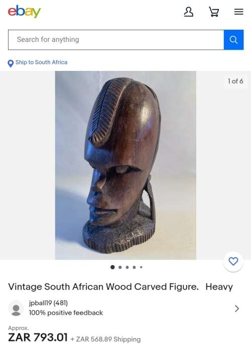 Vintage Tribal Heavy Hand Carved Wooden African Head Sculpture Malawi