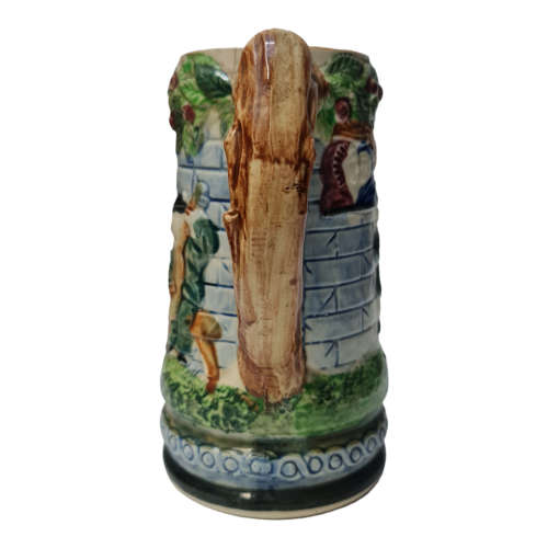 Vintage Victorian Style Ceramic Pitcher With  Raised Figures