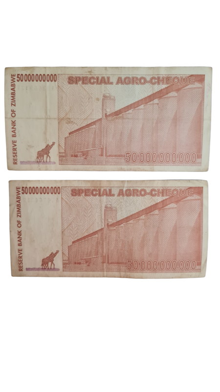 Zimbabwe 50 Billion Dollars SPECIAL AGRO CHEQUE 2008