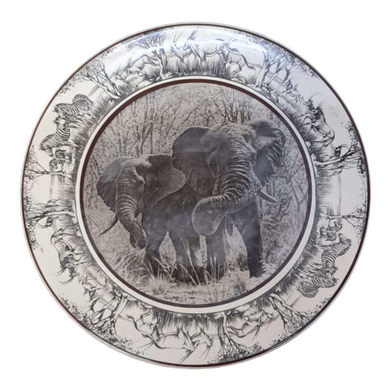 Chop Plate (Round Platter)African Series Dark Brown Black