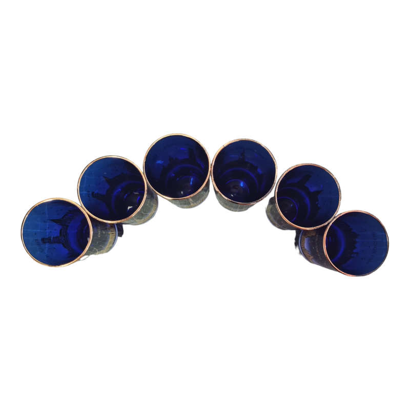Cobalt Blue and Gold Belgium Souvenir Drinking Glass