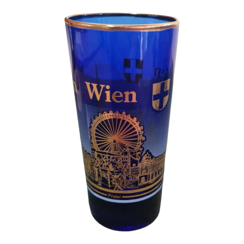 Cobalt Blue and Gold Wien Souvenir Drinking Glass
